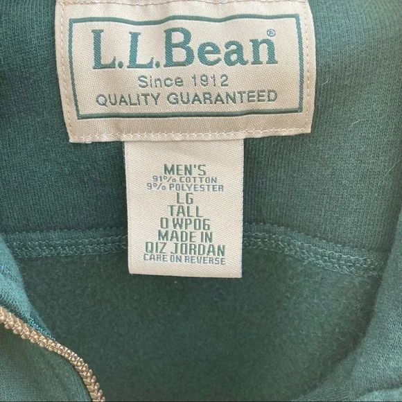 L.L.Bean Full zip up Sweatshirt Hunter Green Men’s Large \ Tall - Picture 7 of 7